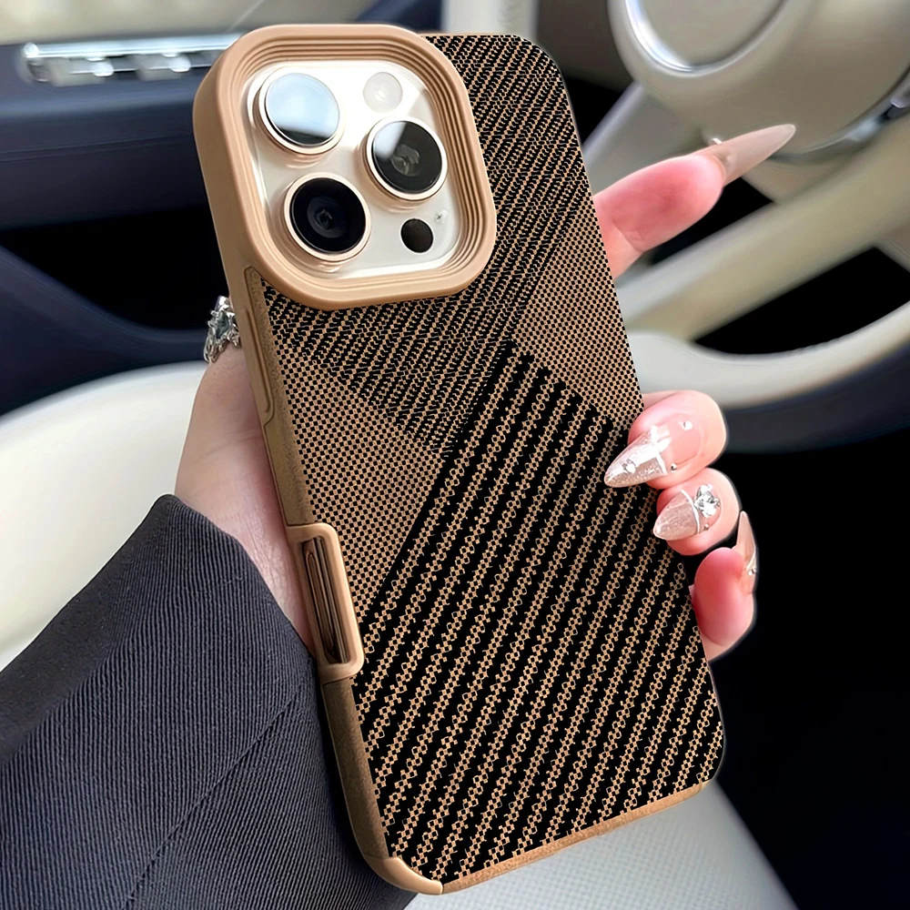Luxury Vintage Grid Shockproof Faux Leather Phone Case For iPhone 17 16 15 Pro Max 14 13 12 11 XS Max X XR 16 Plus 17 Air Cover