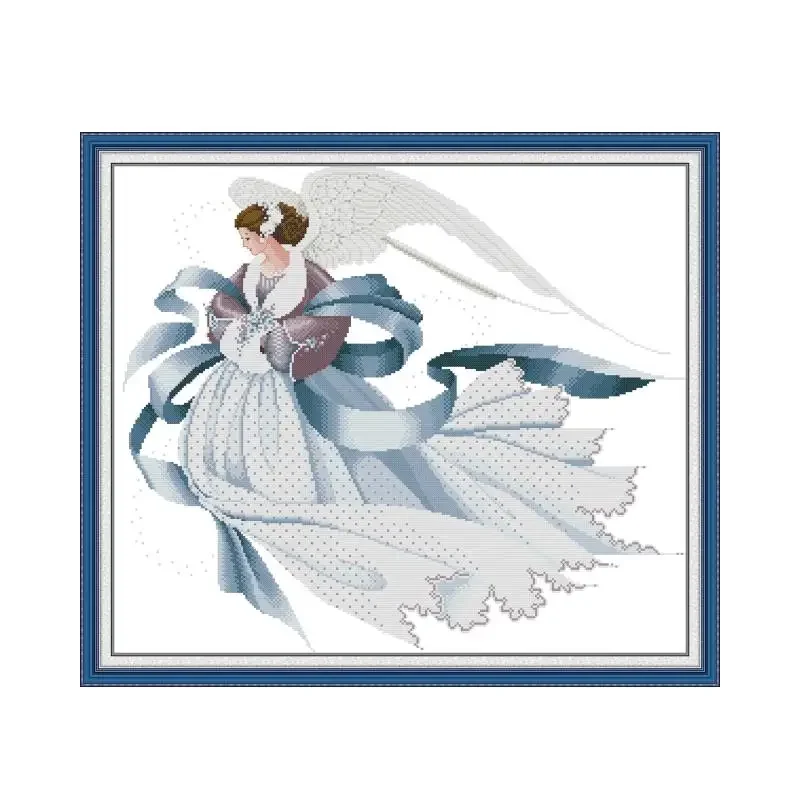 Joy Sunday Cross Stitch Kits Beauty Angel Series HD Pattern Printed Counted Canvas Fabric16/14CT DIY Embroidery Kits Home Decor