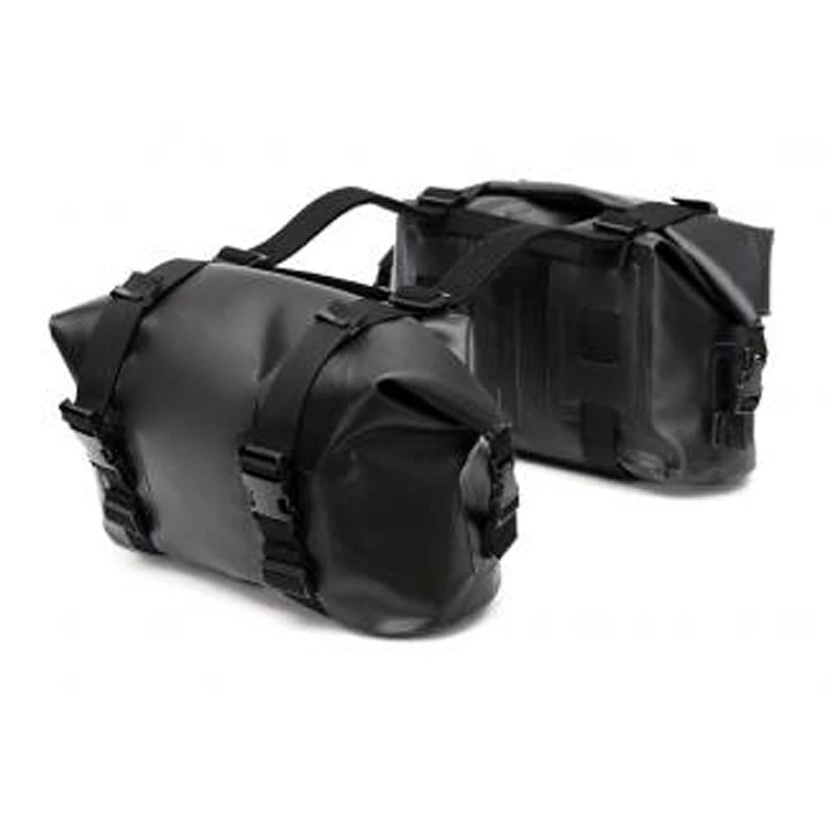 Logotipo personalizado de alta calidad 28L TPU impermeable negro motocicleta alforja suave bolsa lateral de sillín de calidad para viajes ciclismo