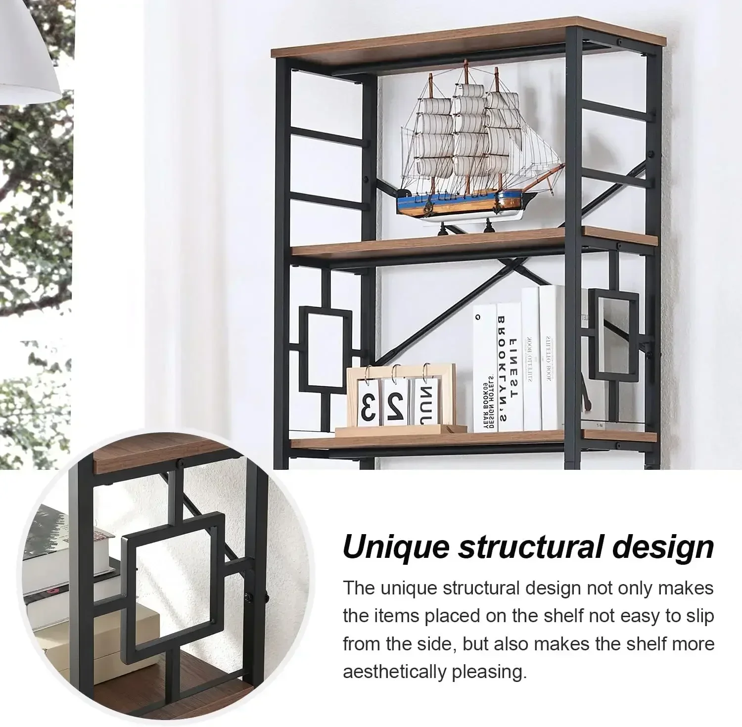 رف كتب طويل، رف كتب صناعي مقاس 84 بوصة بإطار معدني وأرفف مفتوحة، أرفف كتب معدنية مكونة من 7 طبقات وخزائن كتب #5