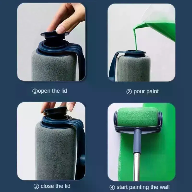 1 Buah Kuas Rol Cat - Rol Cat Genggam - Rol Cat Pembersih - Alat Rol Untuk Melukis Dinding Ruangan, Langit-langit, Lantai