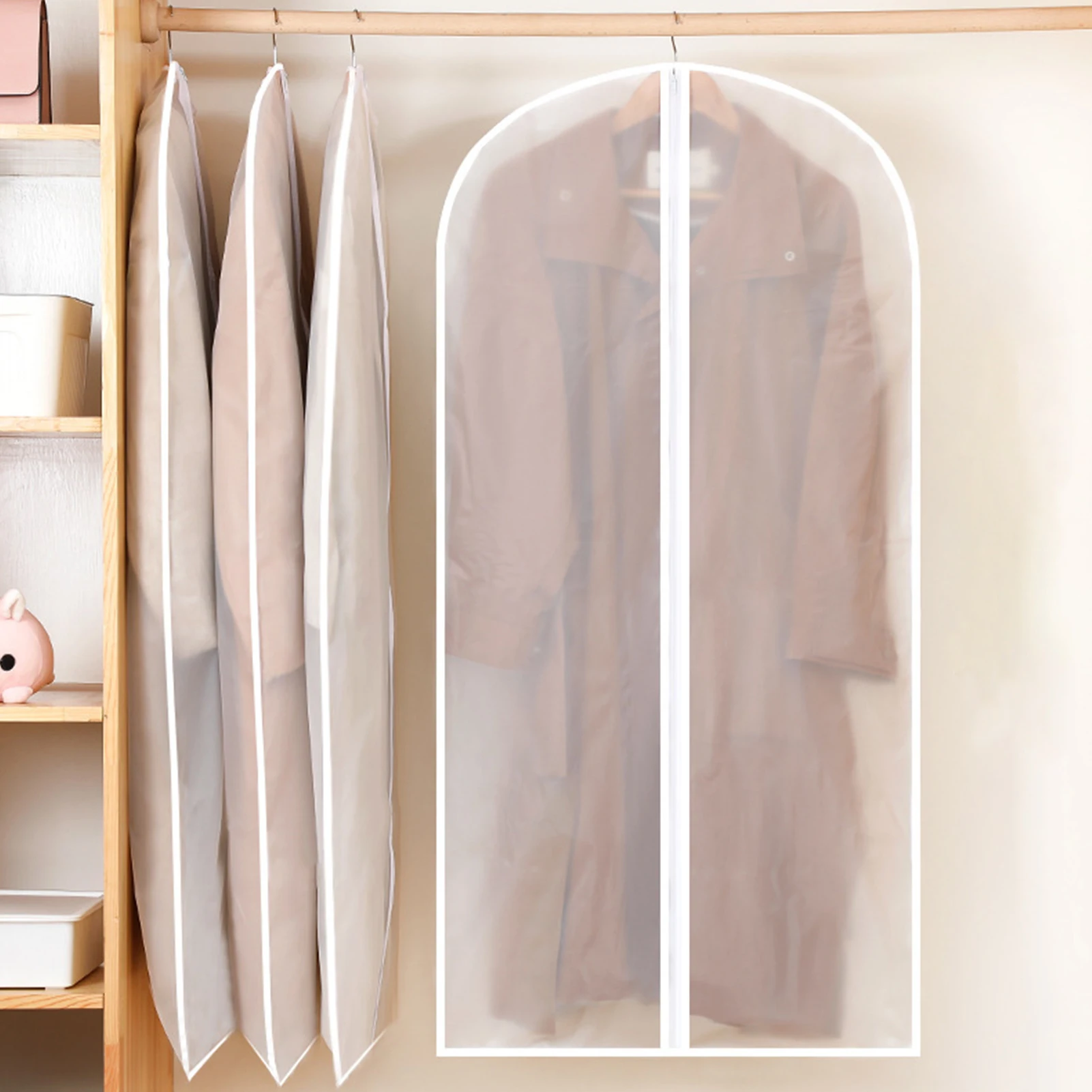 

5 Pcs Dust Bag Transparent Clothes Dust Cover Waterproof Dustproof Mildew-proof Wrinkle-free Storage Bag
