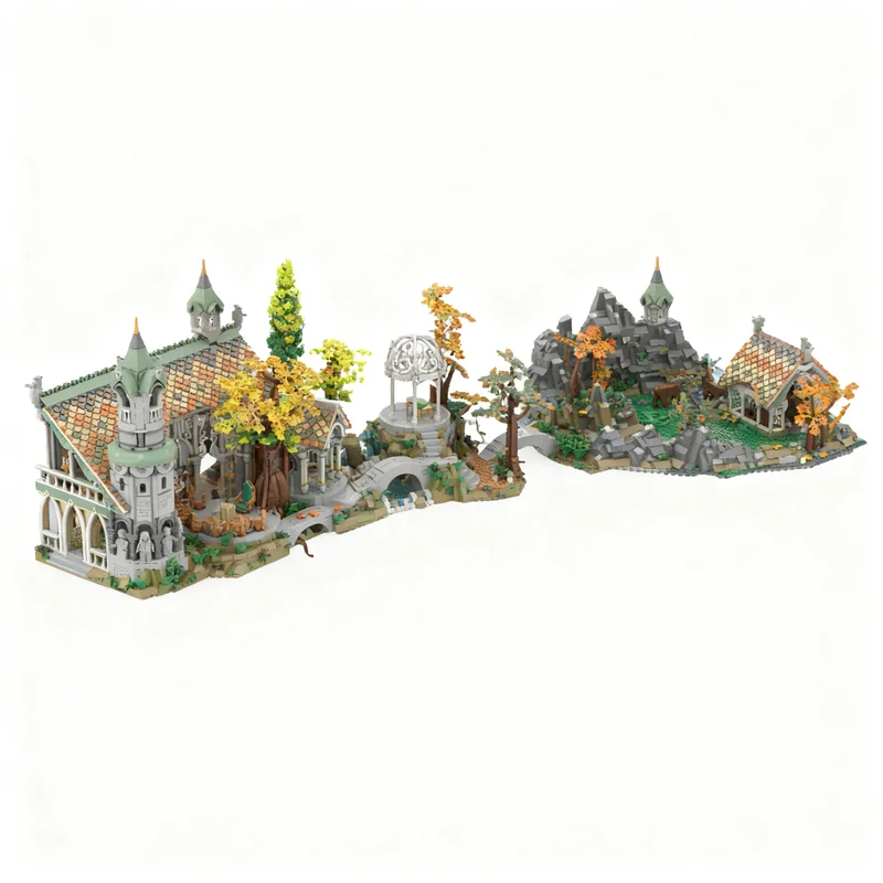 2345pcs MOC Rivendell Mountain Pasture Stables Model Building Blocks Construction Toy Christmas Gifts Kids DIY Idea Education