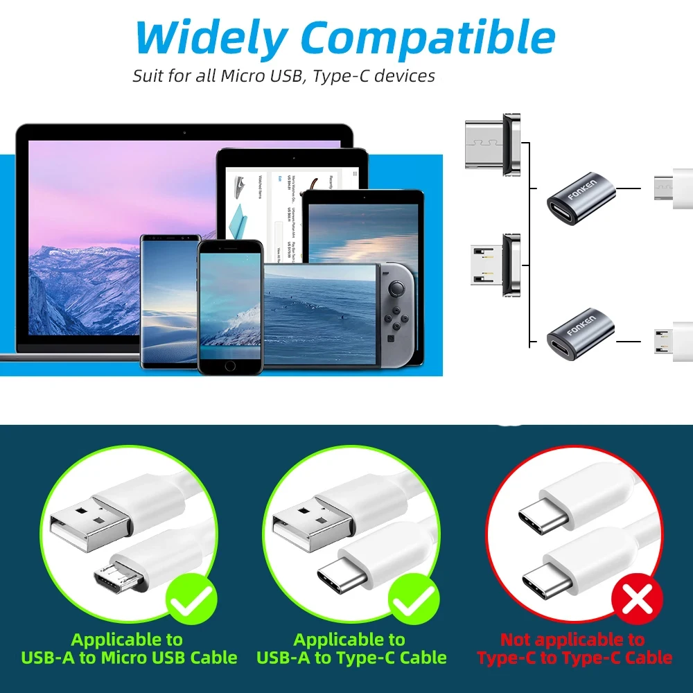 Magnetic Cable Connector Mobile Phone Cable Adapter Micro USB Magnetic Tip Magnet Charger Plug Type C Adapter for Huawei Android