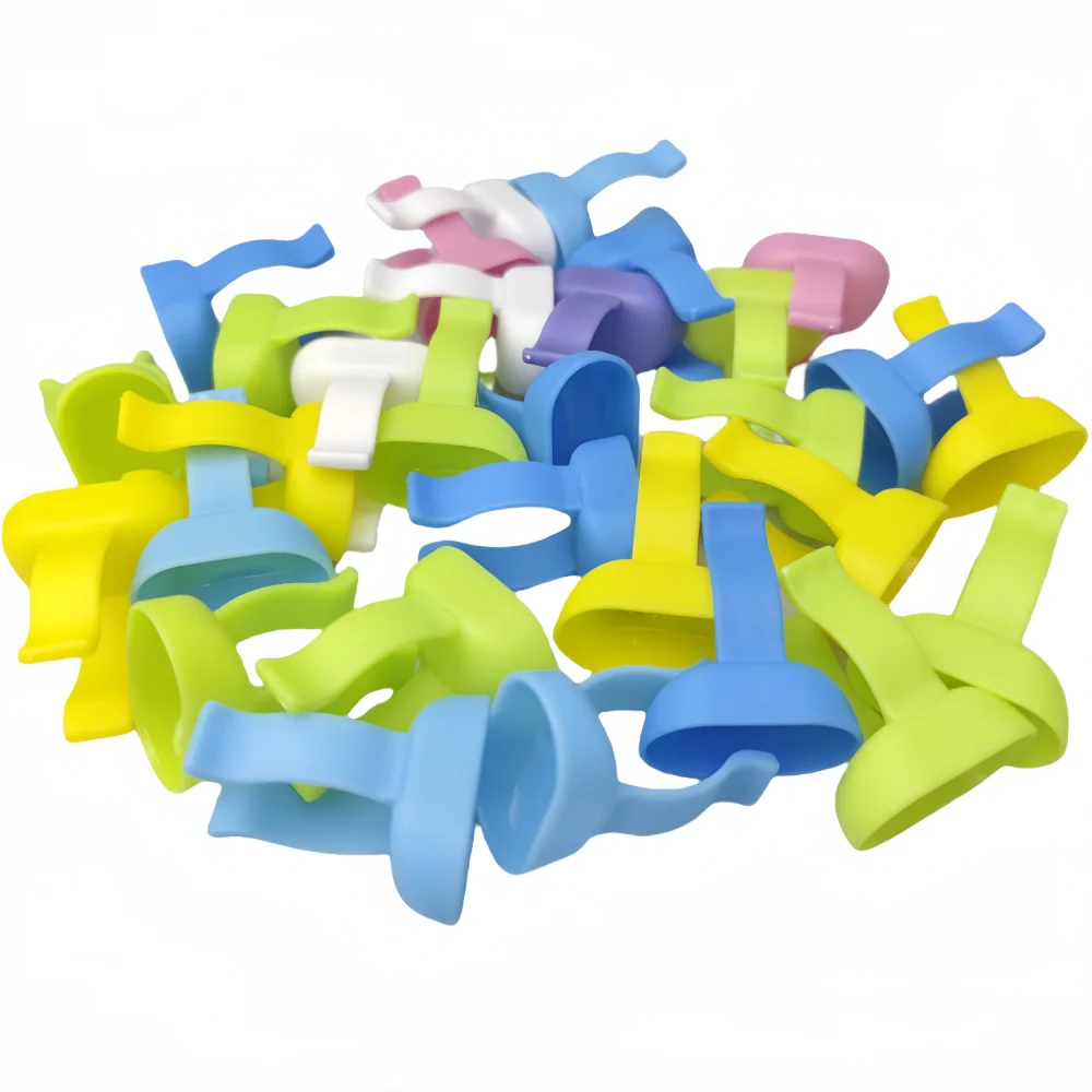 20pcs Dental Mixing Finger Ring Bowl Cup Holder Dappen Dish Prophy Paste Rings Plastic Silicone Dentistry Medicine Handy Tool