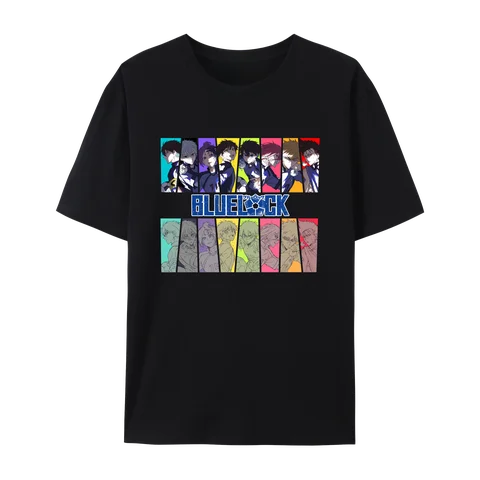 Blue Anime Lock Yoichi Isagi & Seishiro Nagi Graphic Cotton T-Shirt,Japanese Anime Unisex Short Sleeve Crewneck Shirt