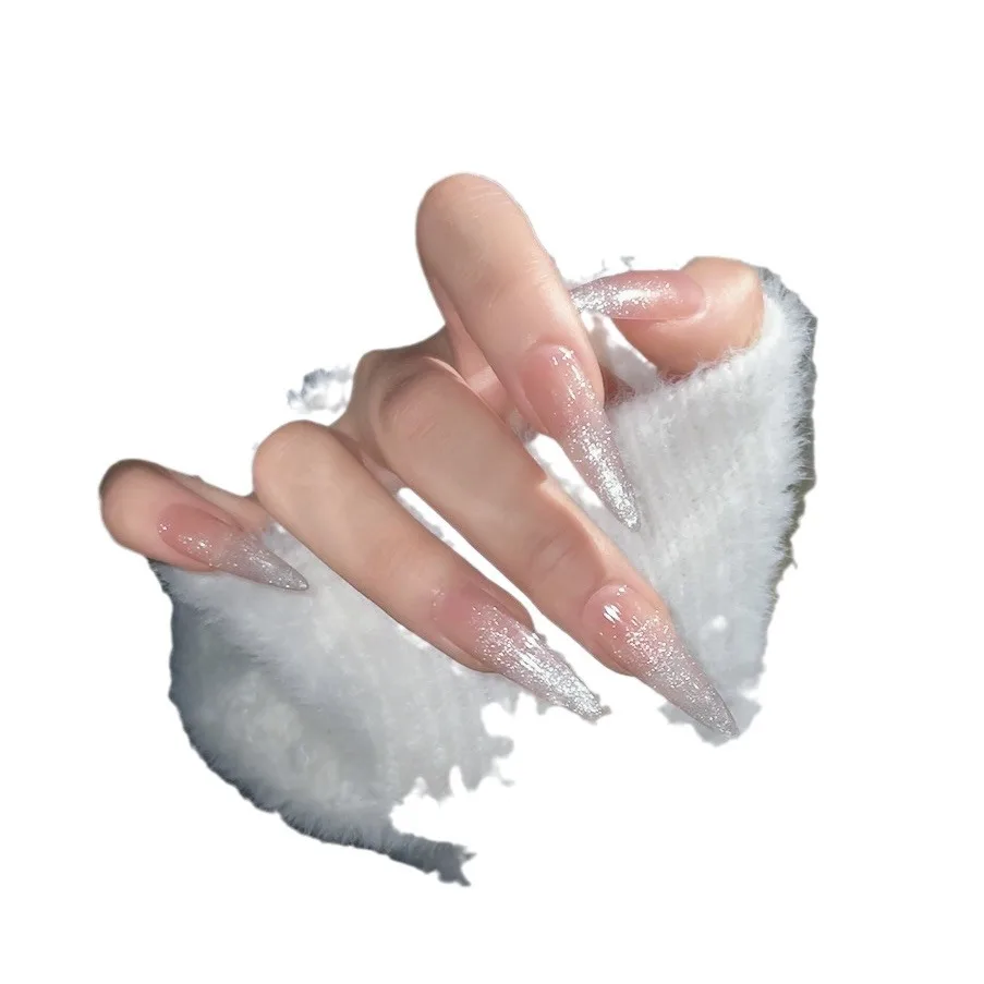 10pcs Purely handmade wearable manicure with gentle fake nails acrylic press on nails almond full cover false nail tips