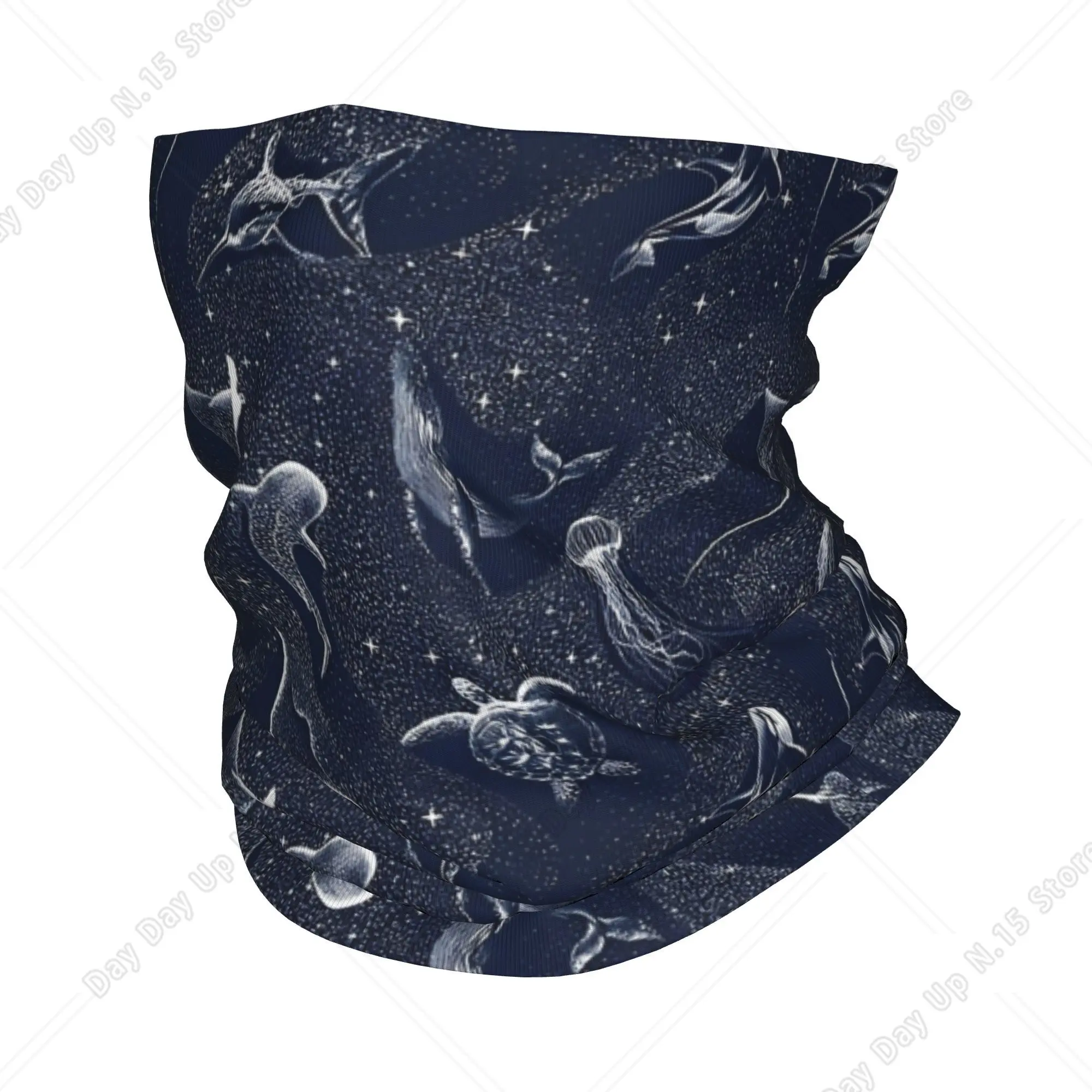 Cosmic Ocean Pattern  Bandana Neck Gaiter Starry Whale Sharks Wrap Scarf Multi-use Headband Running Unisex Adult Windproof