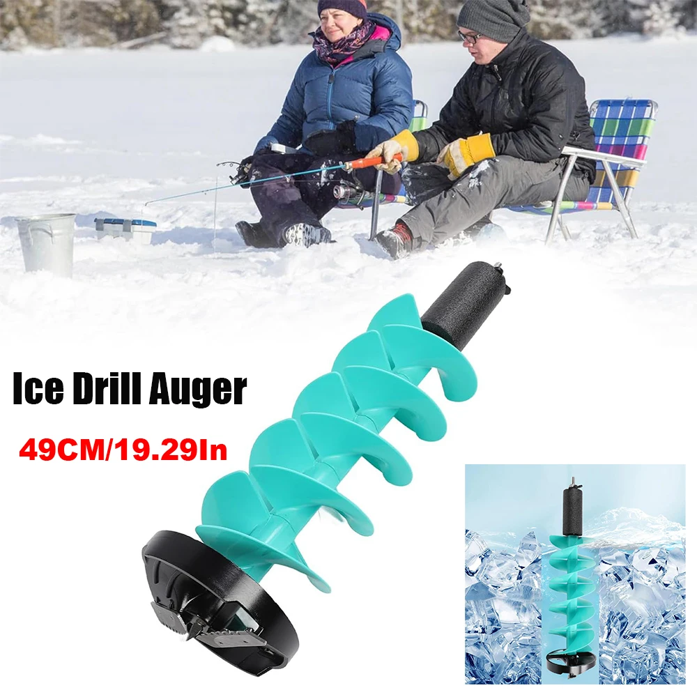 Ice Drill Auger 2 Steel Blades Impact Resistance Electric Drill Auger 6 Inch Rotating Diameter 19.3 inch Long for Winter Fishing