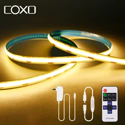 Full Set COB LED Strip Lights RF Remote Dimmable Controller 1600 LEDs High Density 16.4ft Flexible Led Tape Indoor Decor DC12V