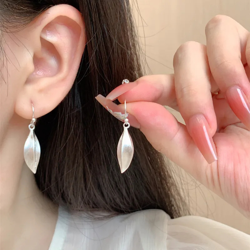 GANPUP Silver Color Leave Leaf Ear Hook Drop Earrings For Women Lady Fashion New Jewelry Gift Party Daily Holiday серьги женски