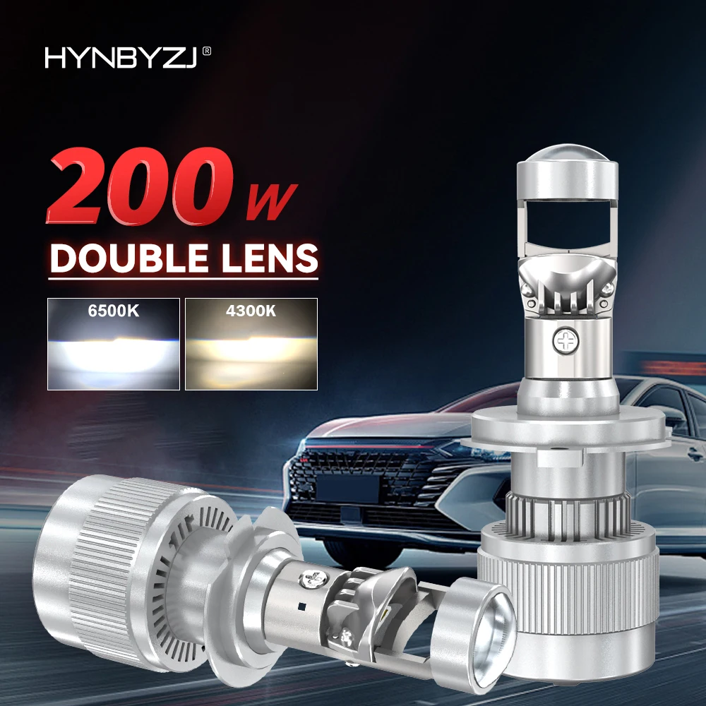 HYNBYZJ 4300K H7 Mini LED Projector Lens Canbus H11 H4 Auto Headlight Turbo Lamp Automotive Projector 6500K Led lights for Car 