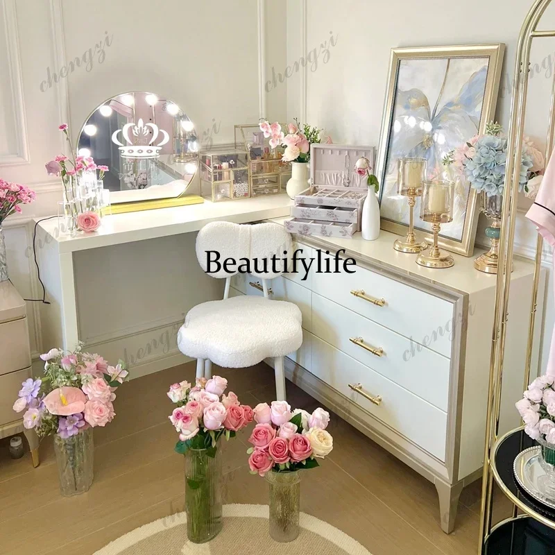 Wood Vanity Table Drawers Modern Simple Storage Chair Cabinet Dressers Makeup Girl White Coiffeuse De Chambre Furniture