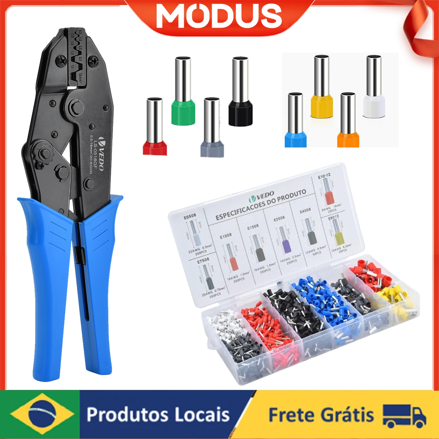 Crimping Pliers Set with 1200pcs Terminals Multifunctional Household Electrical Kit Tool Set 0.5-16mm² 20-6WAG Crimper