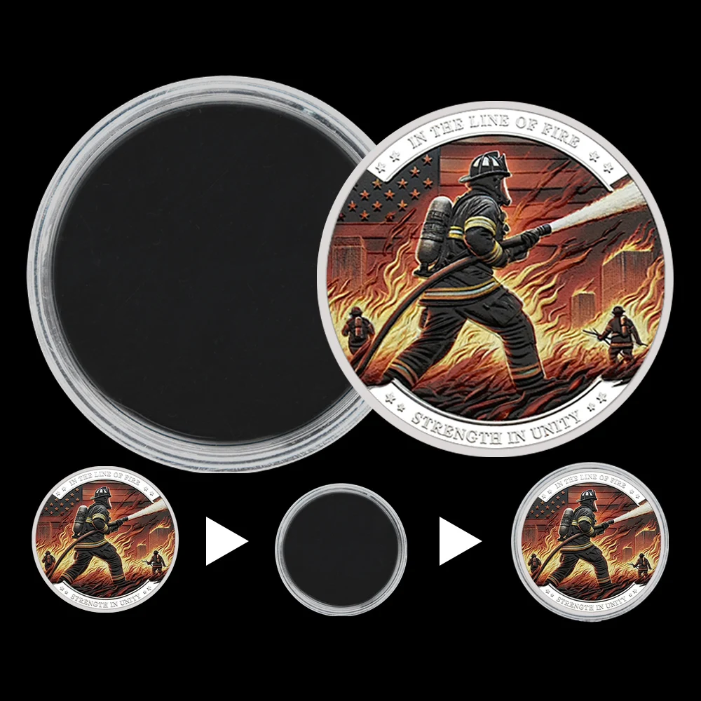 رجال الاطفاء التذكارية عملة ميدالية هدية بطل الشجاعة خدمة التحدي عملة لجمع وتذكاري #4