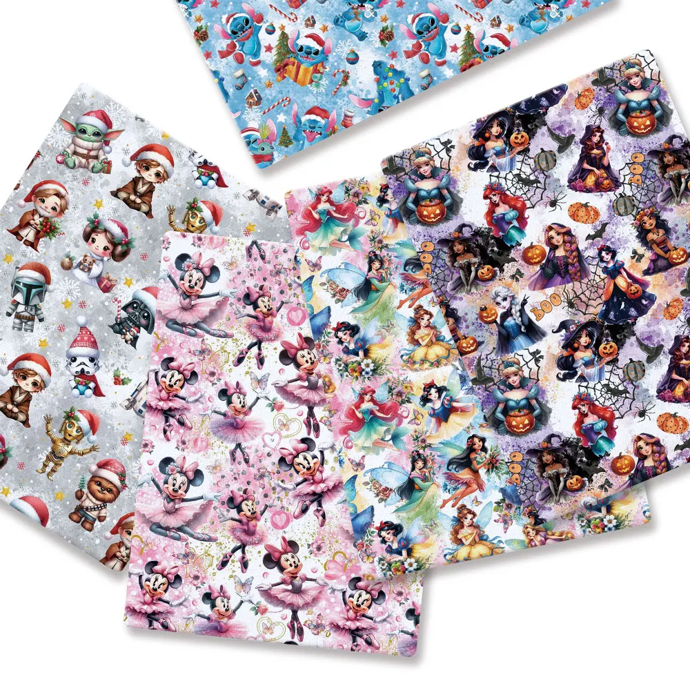 

Ткань disney 140x50 см, мультяшная хлопковая ткань, ткань в стиле пэчворк, детский домашний текстиль, шитье для кукольного платья, занавеска, ткань из полиэстера и хлопка