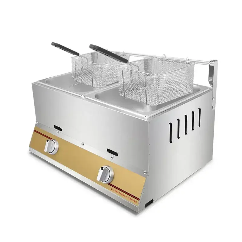 Hot salesRestaurant Tabletop Food Chicken Fryer 2 Cans 2 Baskets Commercial Fryer Gas Commercial Fryer