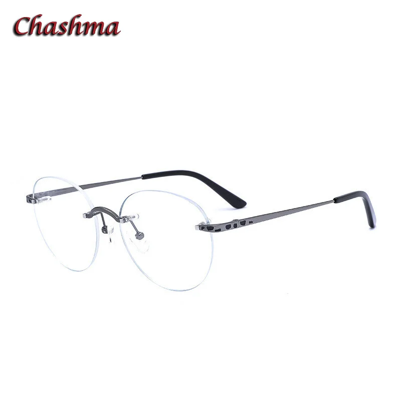 

Chashma Men Rimless Glasse Pure Titanium Light Optical Eyewear Round Designer Optic Degrees Prescription Lenses Spectacles Women