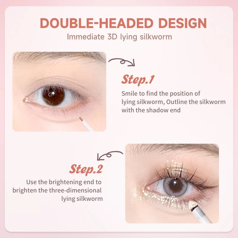 両端アイライナーとハイライタースティック、防水アイシャドウスティック、長持ち、汚れ防止ハイライター、簡単に適用できます。