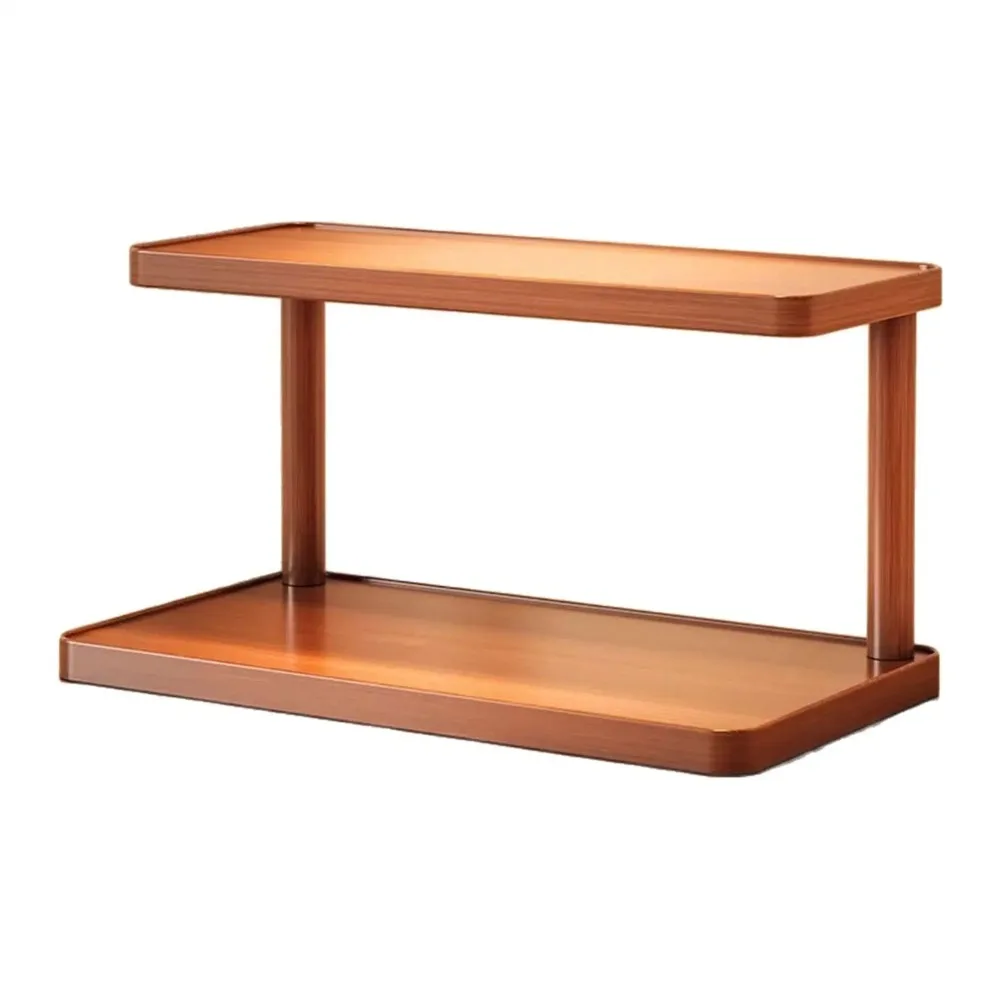 

2-Tier Design Wooden Storage Rack Freestanding Easy Access Desktop Display Stand Easy Installation Large Load Bearing