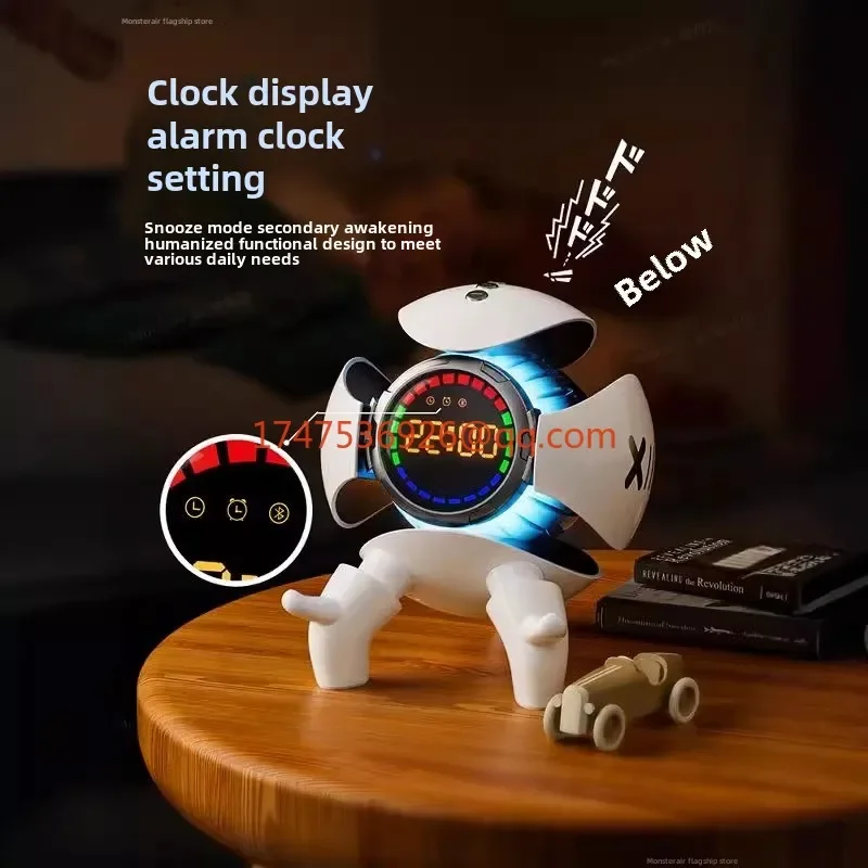 Mecha Monster Orologio Bluetooth Audio Sveglia wireless Luce ambientale Computer desktop Subwoofer Altoparlante Ornamento