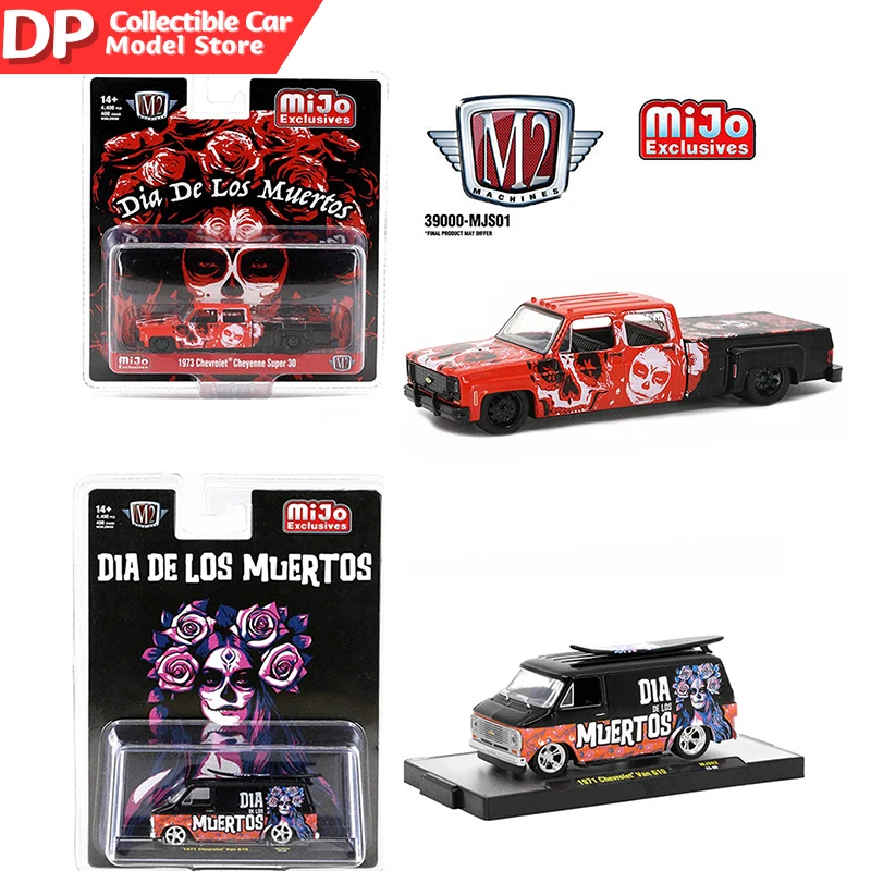 

M2 Machines 1:64 Mjjo Exclusive 1973 Chevy Cheyenne Super 30,1971 Chevy Van G10 Dia De Muertos (Day of The Dead) Diecast Car