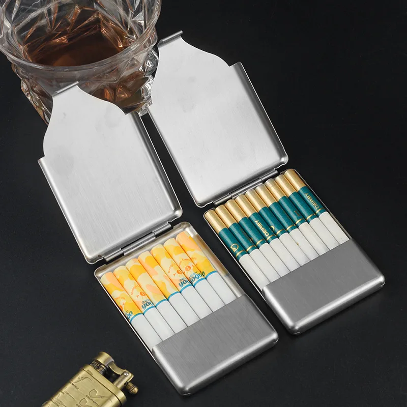 

Ultra Thin Cigarette box with Clip Stainless Steel Moisture Cigarette Case Pocket Rust-proof Cigarette Storage Case Smoking Acc