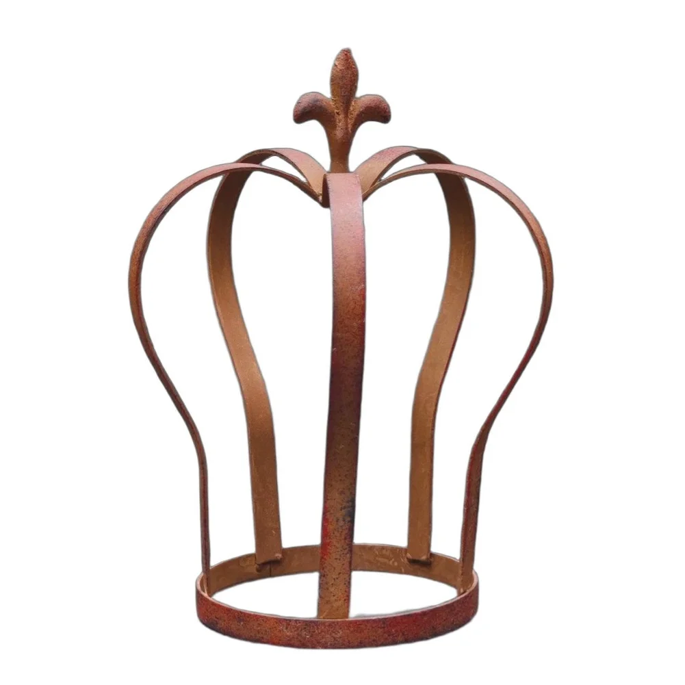 Rustic Iron Crown Design Flower Holder For Garden Lawn Pathway Decoration Plant Container Accessories Flower Pot Decor