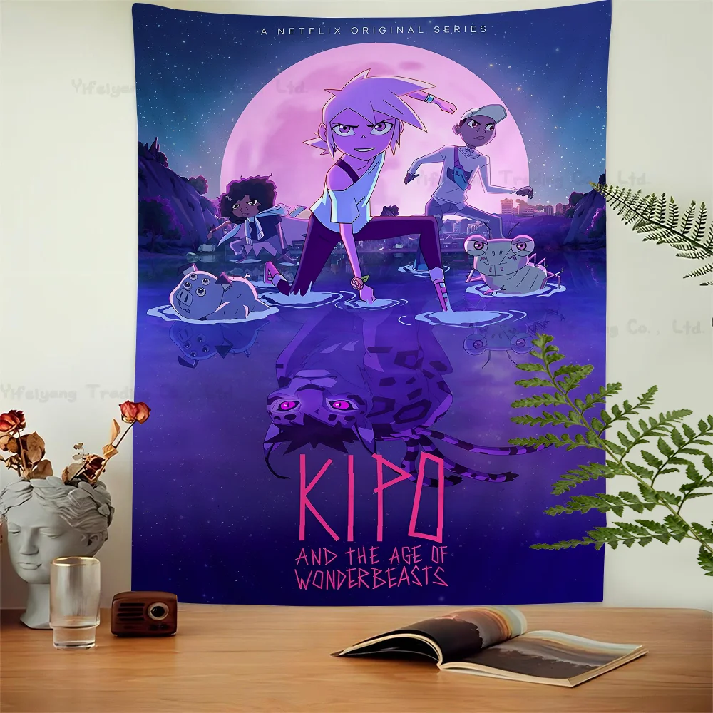 

K-Kipo And The Age Of Wonderbeasts Cartoon Tapestry Bohemian Wall Tapestries Mandala Wall Hanging Sheets