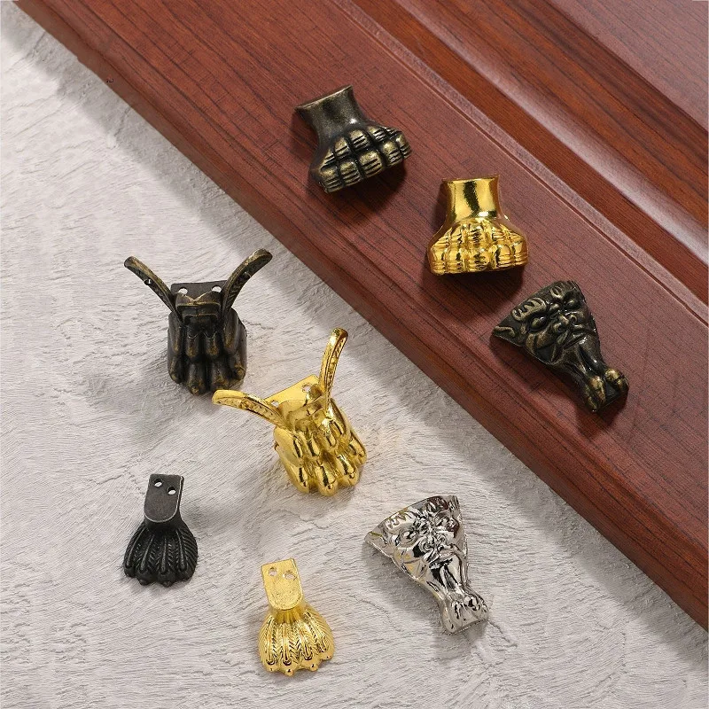 2pcs Vintage Jewelry Chest Gift Box Wooden Case Decorative Feet Leg Metal Corner Protector Support Bracket with screws image 5