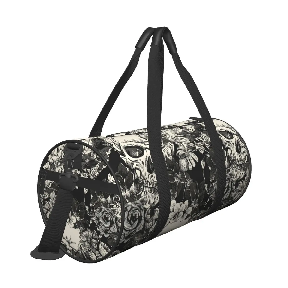 Bolsa de viaje de calaveras góticas, flores de terror, bolsas deportivas grandes para Halloween, bolsa de gimnasio con patrón de pareja al aire libre, bolsa de Fitness colorida informal