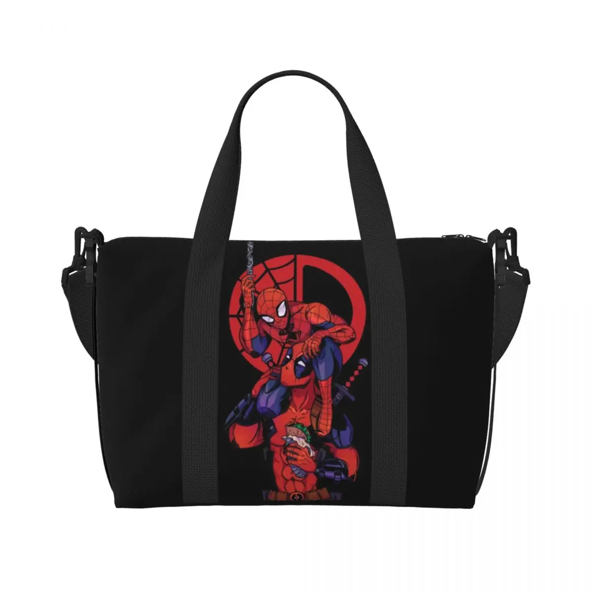 Custom Deadpool And Spiderman Beach Tote Bag for Women Extra Large Gym Carry On Travel Shopping Bags