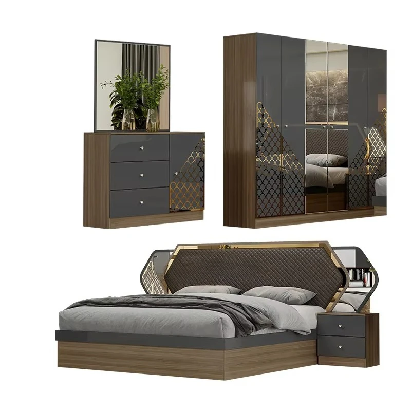 Space Saving Bedroom Furniture Set King Modern Queen Bed Double Tatami Light Emitting Diode Bed Design Frame Luxury with Storage
