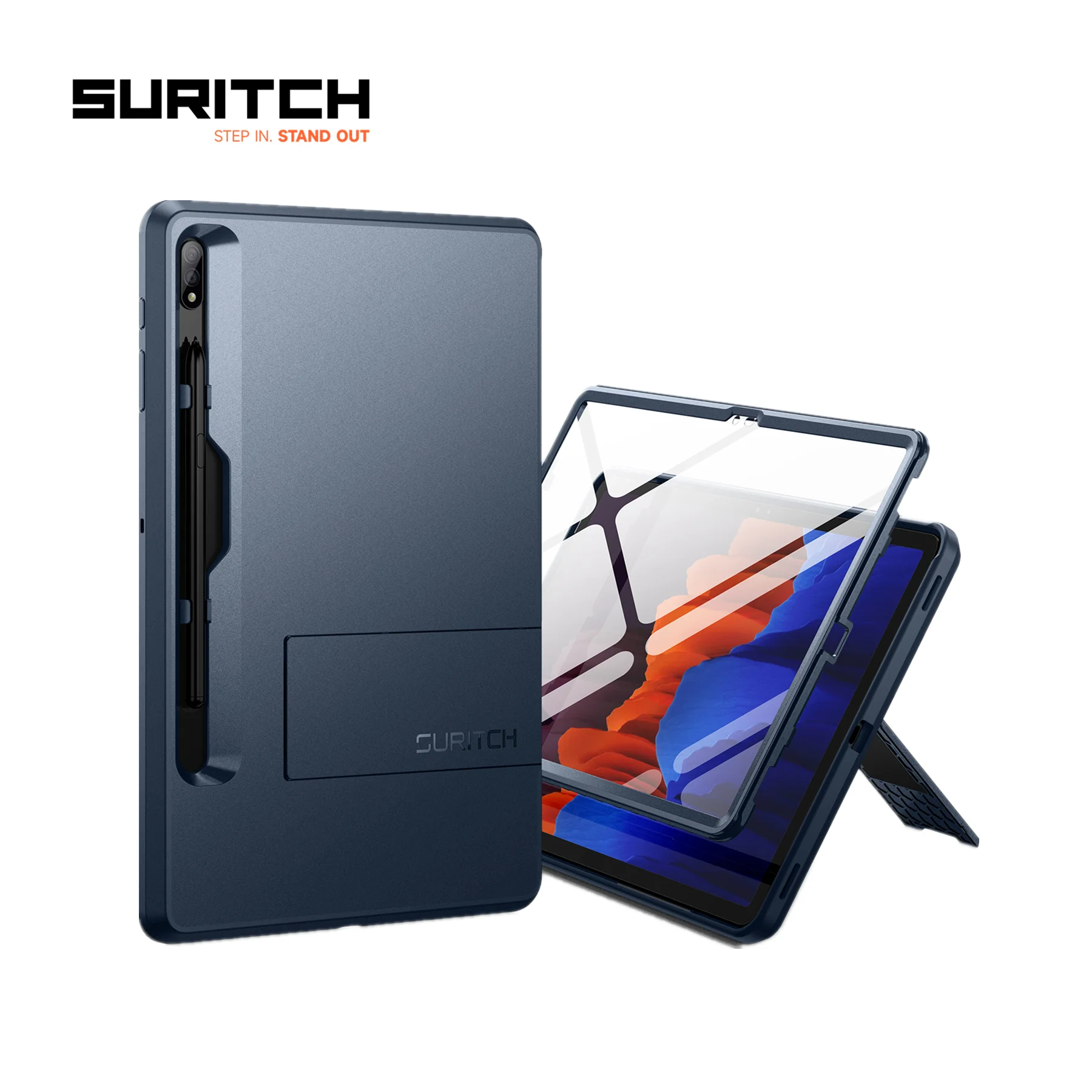 

Чехол для Samsung Galaxy Tab S7 FE/S7 +/S8 + Plus, встроенная защитная пленка для экрана, сверхпрочный противоударный защитный чехол для планшета