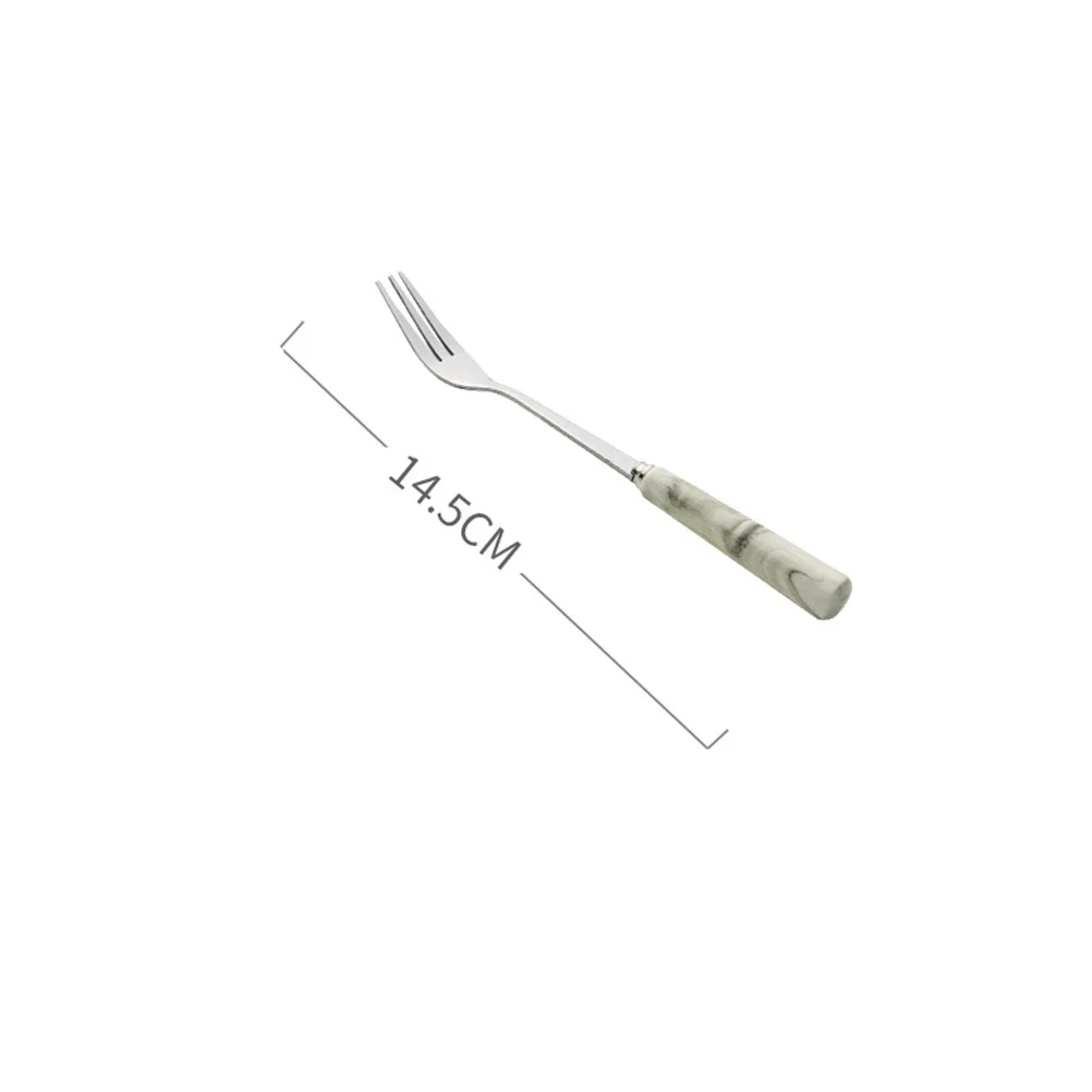 

5Pcs Marble Design Flatware Set Stainless Steel Spoon Fork Kit Contemporary Look Easy to Hold Silver Grey