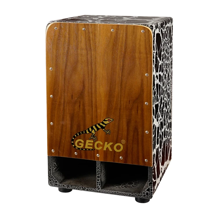 GECKO CD01A Cajon Box Drum 2 Sound Holes Woofer Musical Instrument Beat Box Walnut Wood Steel String Jumbo Bass Cajon Box Drum