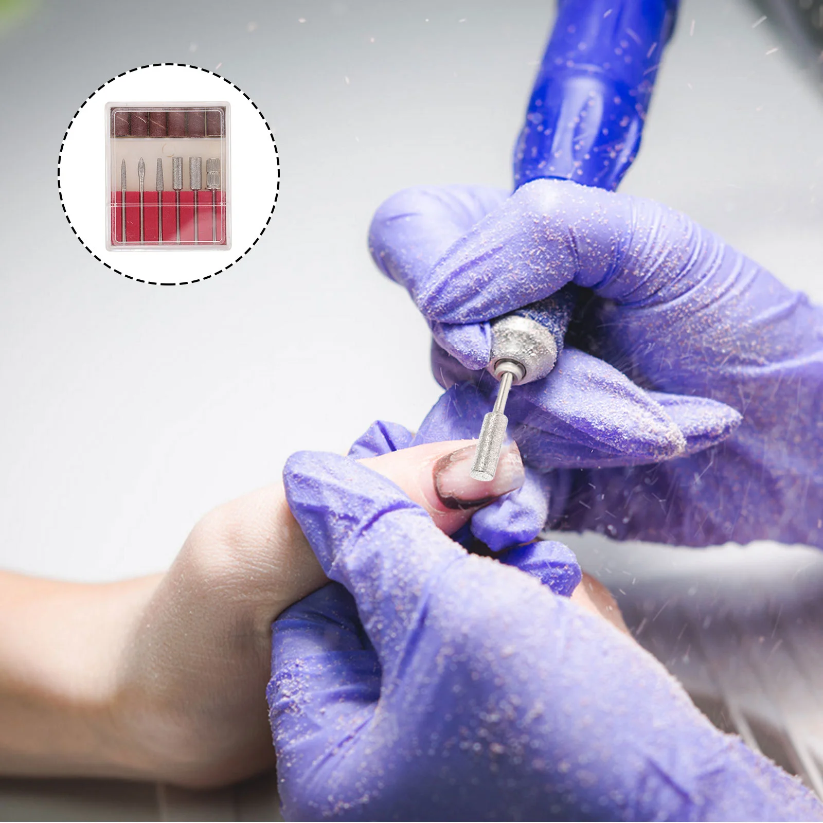 6-częściowy zestaw do paznokci na palce Wiertło do skórek Wiertła do szlifowania Zestaw taśm szlifierskich Taśma ścierna