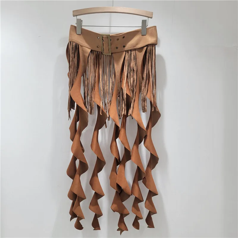 ANJY Herbst Neue Frauen American Western Cowboy Hot Girl Hippie Stil Mode Jeans Wellenförmige Quaste Band Trend Gürtel Bund A11009