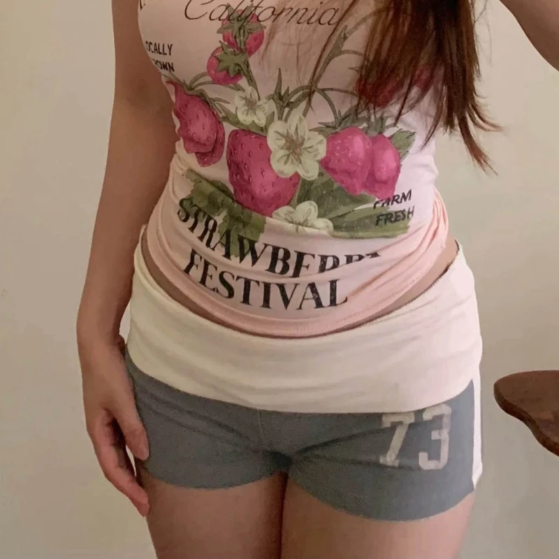 Micro pantaloncini sportivi da donna Yoga Pantaloncini da corsa estivi Hotsweet Girl Pantaloncini a vita bassa con stampa di numeri Fondo casual