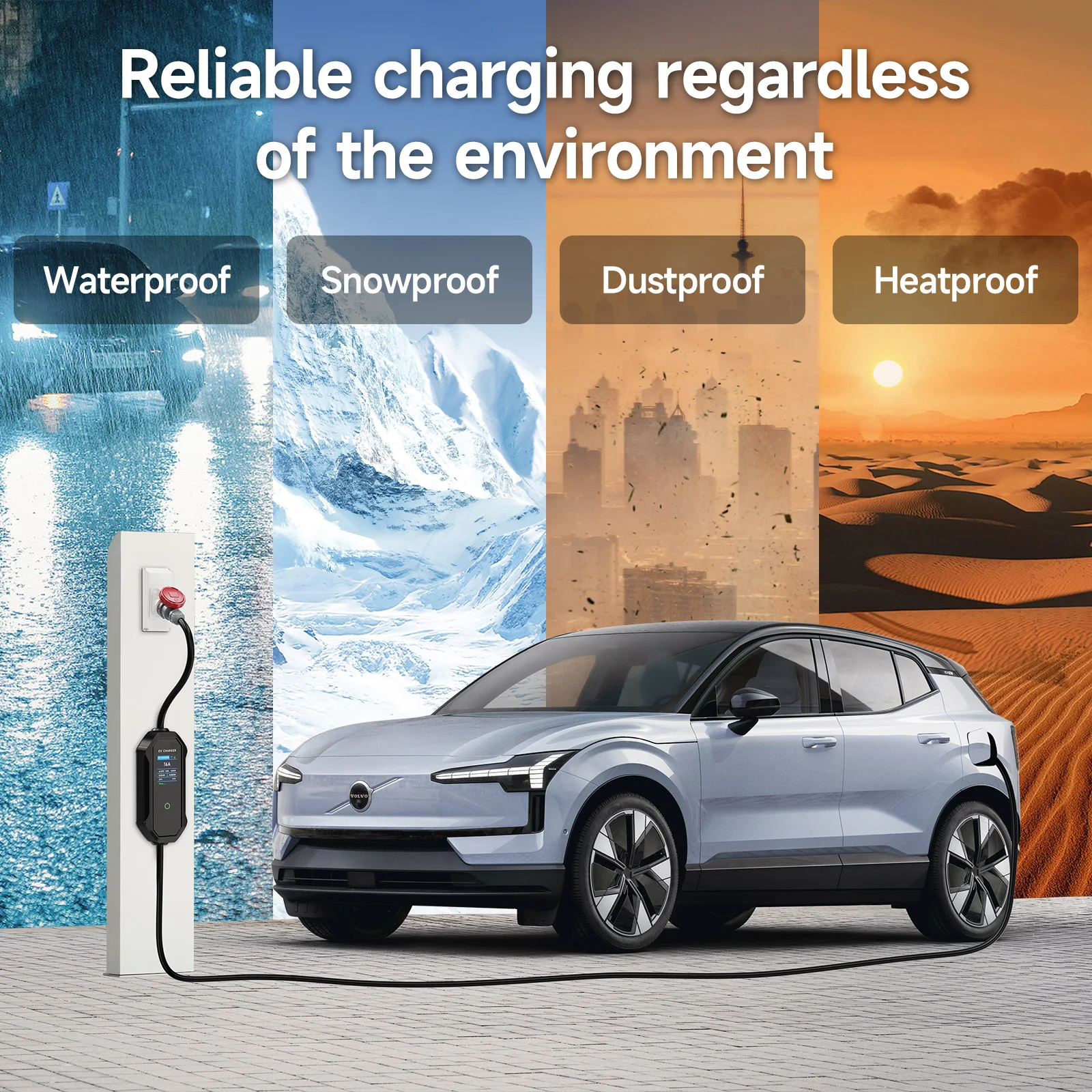 AFYEEV Type2 Cable Portable EV Charger 11KW 16A 3P Car Charger Wi-Fi APP Control EVSE Charging Box CEE Plug for Electric Vehicle