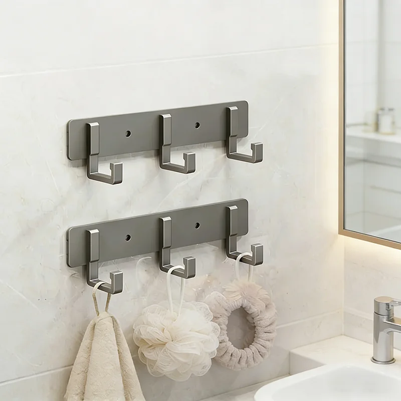 Reusable Aluminum Alloy Wall Hook Replaceable Adhesive Tape Easy Disassembly for Home Temporary Flexible Item Wall Hanging