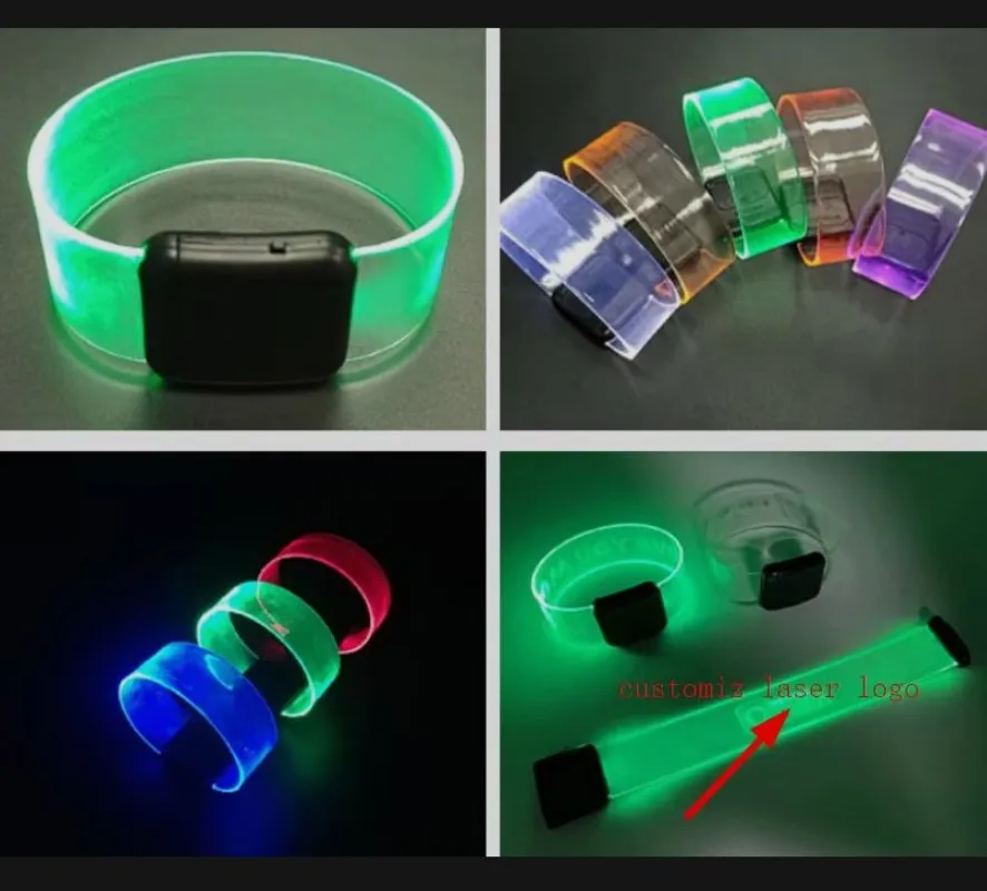 

100 шт., светодиодный мигающий магнитный браслет с логотипом, освещенный голосом, активируемый звуком, браслеты, концертные сувениры на день рождения, свадьбу