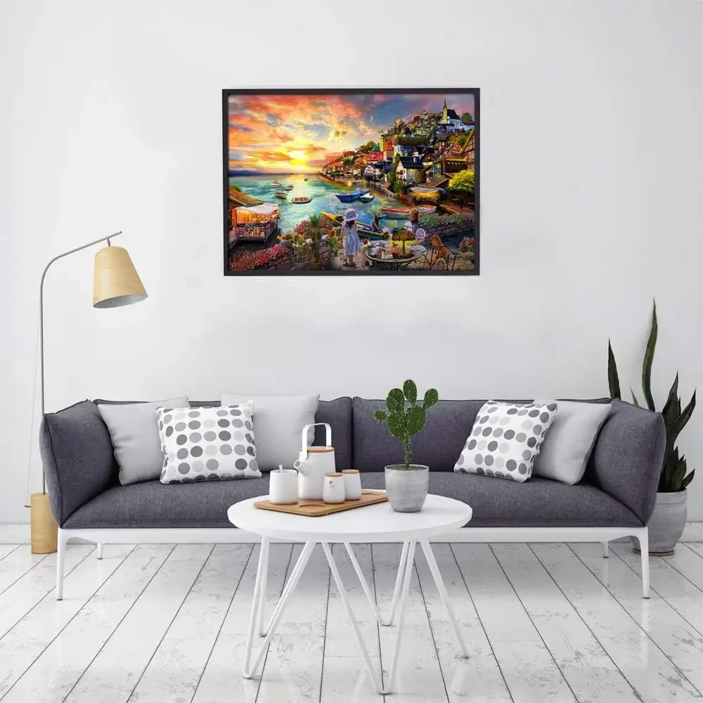 Puzzle en bois pour adultes, bord de mer, coucher de soleil, 1000/500/300 pièces, pour salle de jeux, chambre à coucher, fête, cadeau d'anniversaire, jeu stimulant