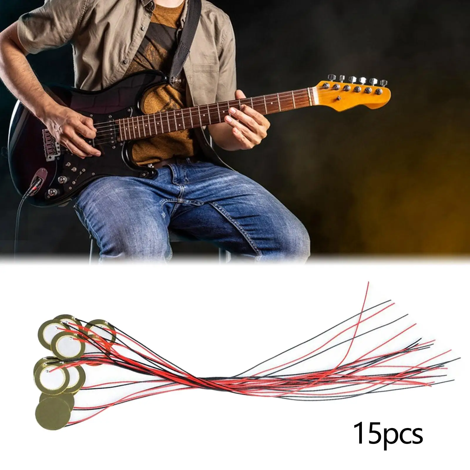 

15 Pieces 27mm Piezo Amplifier Discs with 13" Cable Multifunctional Professional Replace Durable for Acoustic Guitar Drum