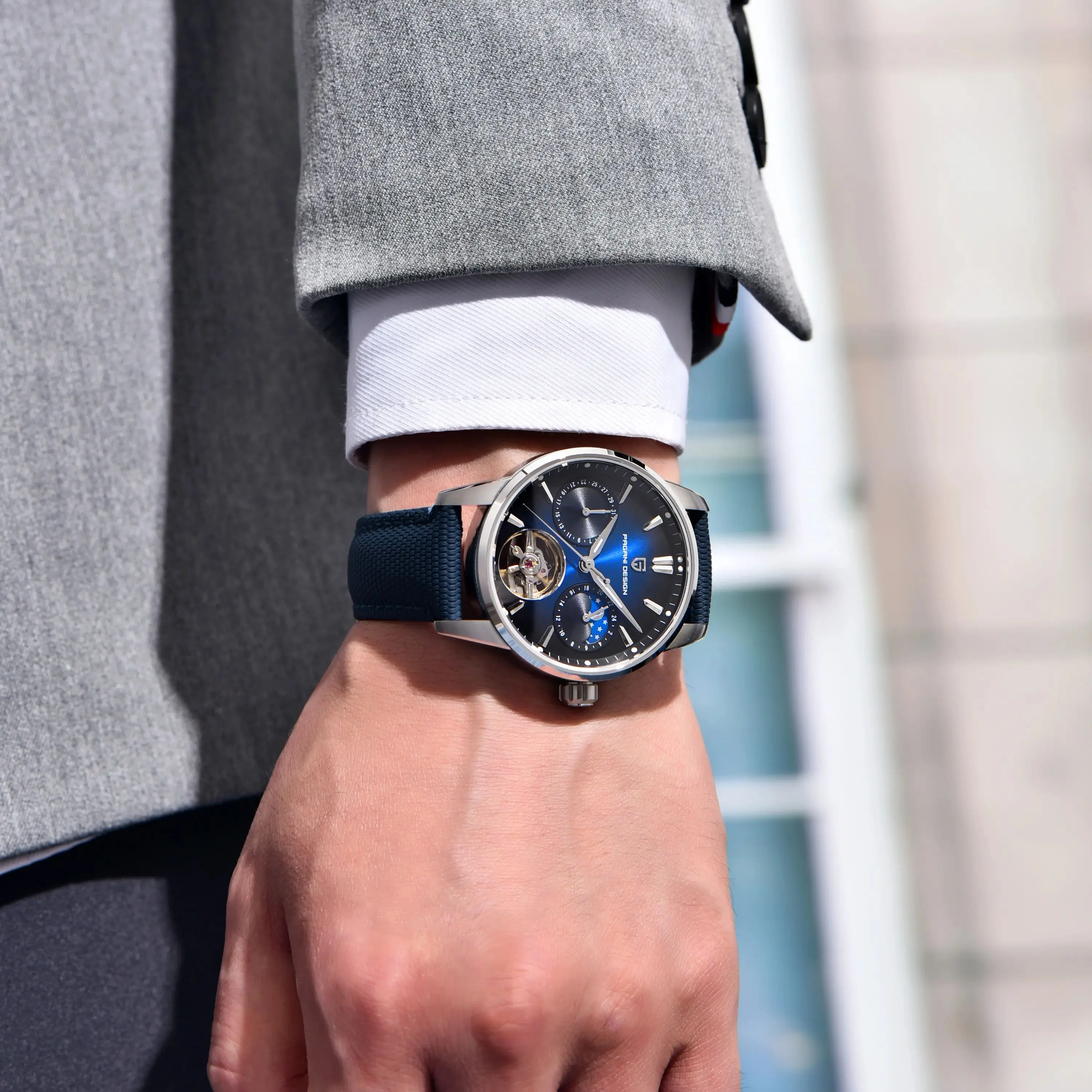 PAGANI DESIGN ساعات رجالية 2025 جديد متدرج اللون الهاتفي ساعة أوتوماتيكية للرجال مرحلة القمر توربيون ساعة اليد الميكانيكية الرجال #4