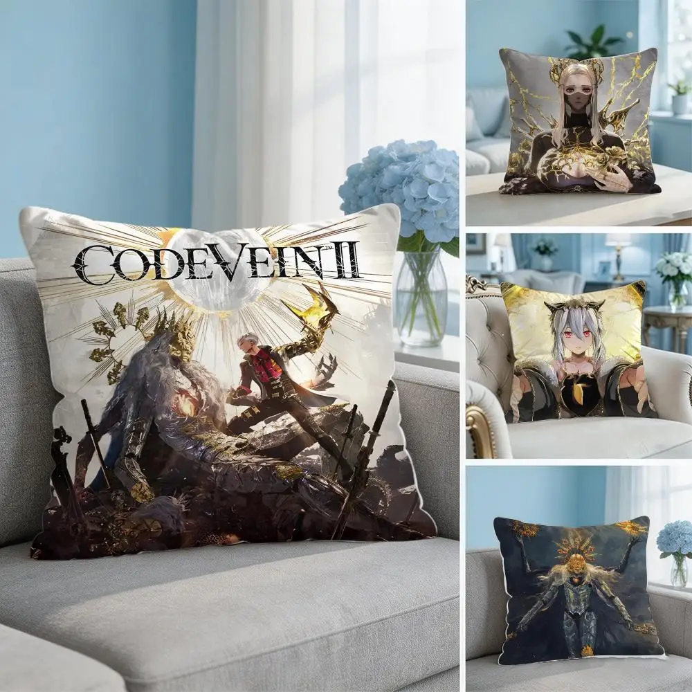 Video Game C-Code Vein 2 Cushion Cover Soft Short Plush Throw Pillow Cover Hidden Zipper Cutecore Sofa Bedroom Home Decor