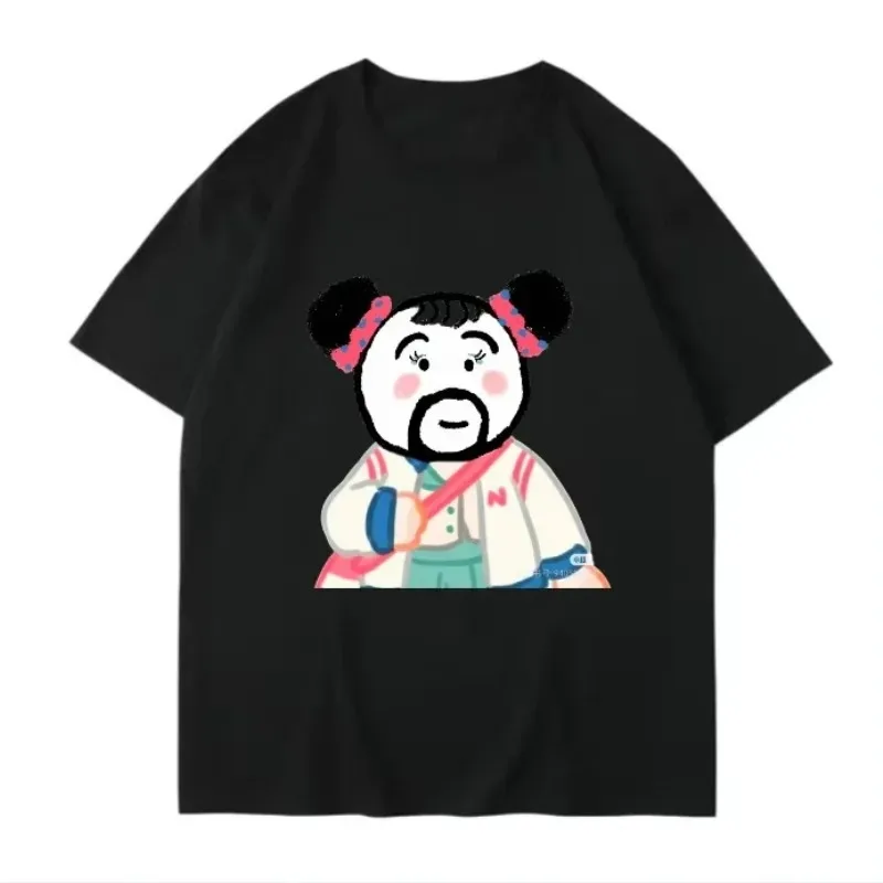 الصيف Hot البيع عارضة الأزياء الكرتون فتاة صغيرة طباعة الصيف تي شيرت فضفاض Ins Harajuku قصيرة الأكمام زوجين الدراجات التي شيرت