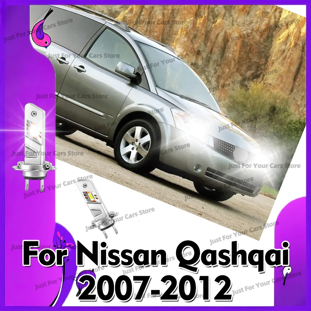 

2x Car Front Headlight Bulbs 30000LM LED H7 For Nissan Qashqai 2007 2008 2009 2010 2011 2012 High Low Beam 6000K White Plug&Play