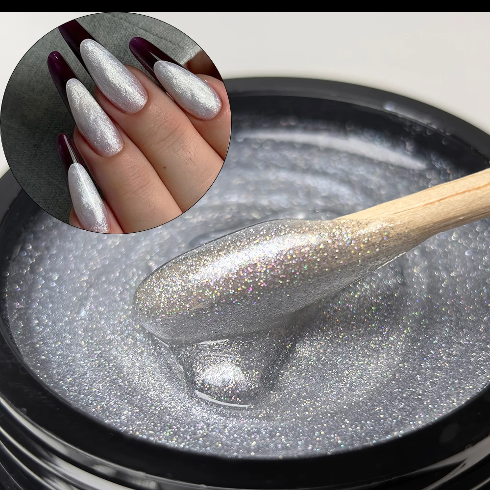 Jillnails Shimmer Nude Gel Nail Builder 100g Glitter Sparkling White Gold Silver Pink Builder