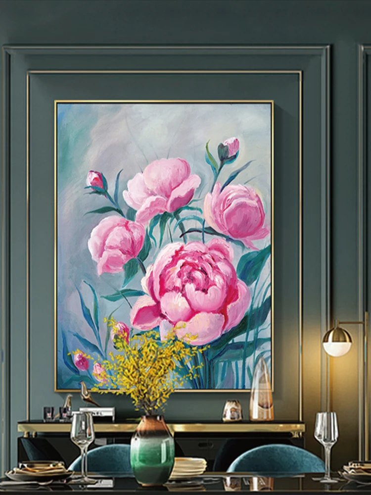 

EECAMAIL DIY Diamond Painting Kits Embroidery Oil Painting Rich Peony Flower Luxury Background Wall Hanging Painting No Frame